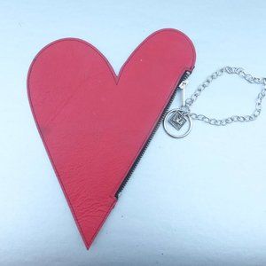 Red Heart Bag Wristlet Italian Leather Purse LuLA